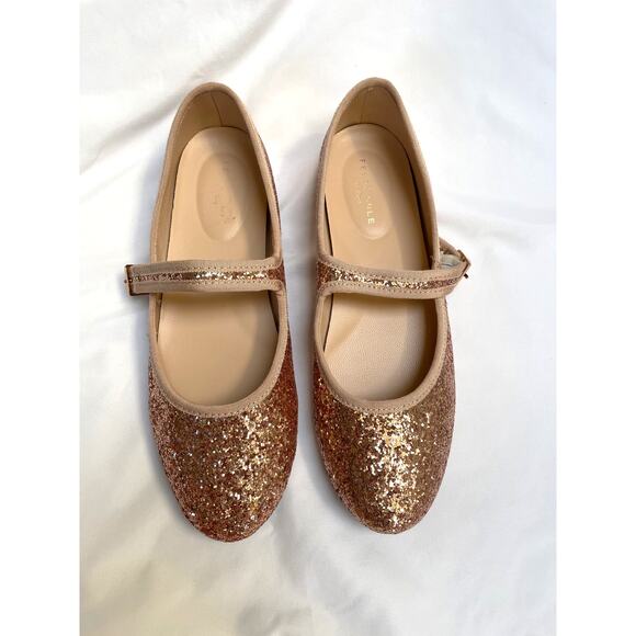 Fever Sole Pink Rose Gold Glitter Ballet Mary Janes, Soft Cushion, US 9, 40 - Picture 2 of 4